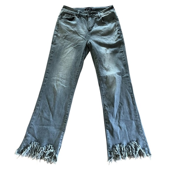charlie Denim - Charlie Grey Cropped Slim Straight Jeans Size 8 | Stretch Mid-Rise Casual Denim